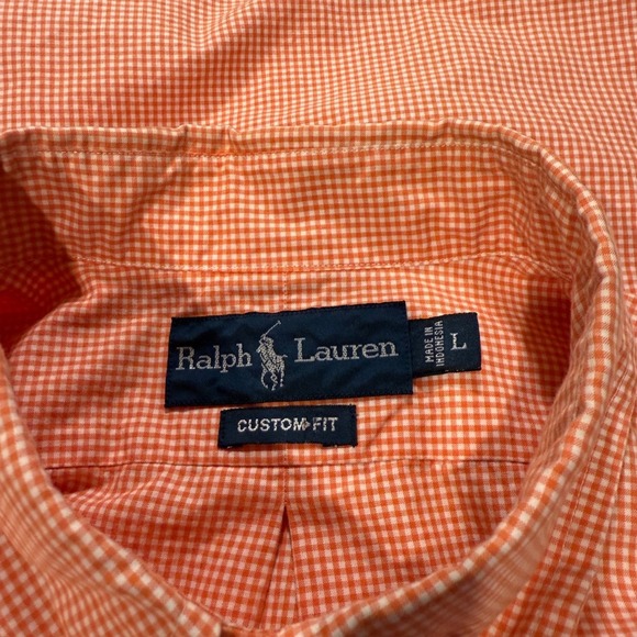 Ralph Lauren Custom Fit Button Down Gingham Checkered Long Sleeve Shirt - Picture 4 of 4